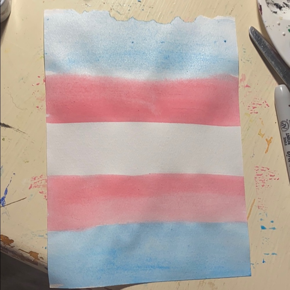 Watercolor trans pride flag